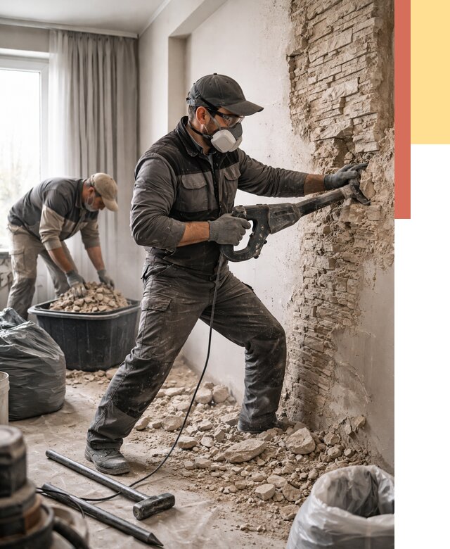 Демонтаж декоративного камня в Смоленске от 1487 руб/м² — быстро и недорого | ОТДЕЛОЧНИК-Смл