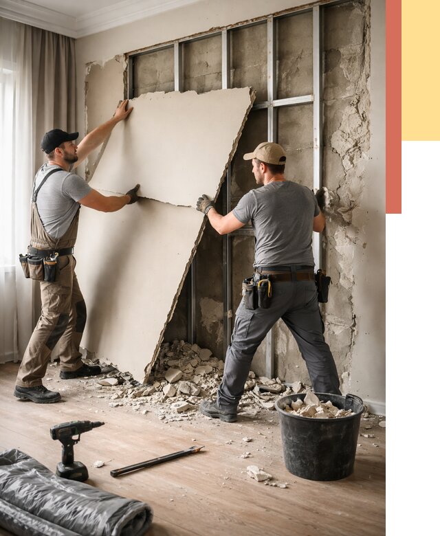 Демонтаж гипсокартона со стен в Смоленске от 359 руб. — услуги демонтажа | ОТДЕЛОЧНИК-Смл