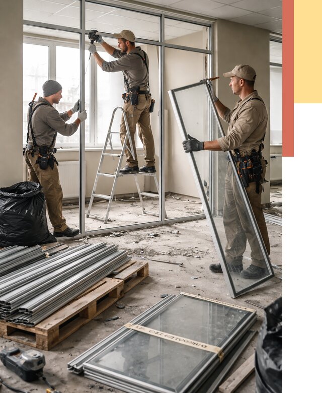 Демонтаж алюминиевых перегородок в Смоленске от 4307 руб. — быстро и недорого | ОТДЕЛОЧНИК-Смл