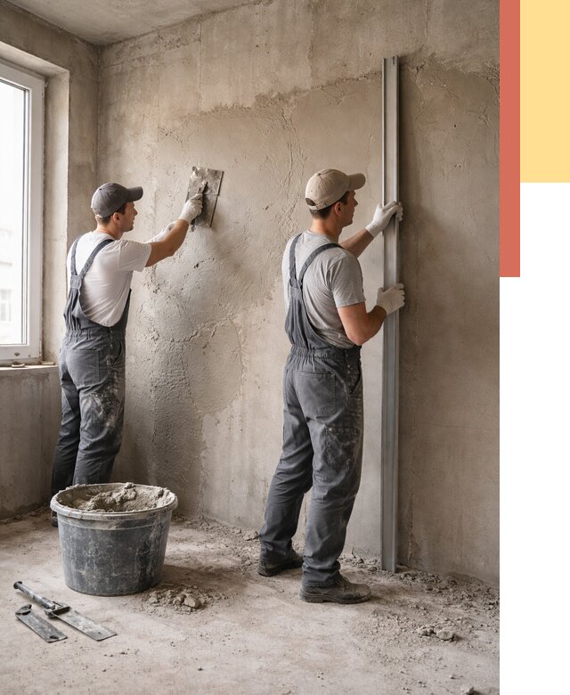 Штукатурка бетонных стен в Смоленске от 4615 руб/м² — качественно и быстро | ОТДЕЛОЧНИК-Смл