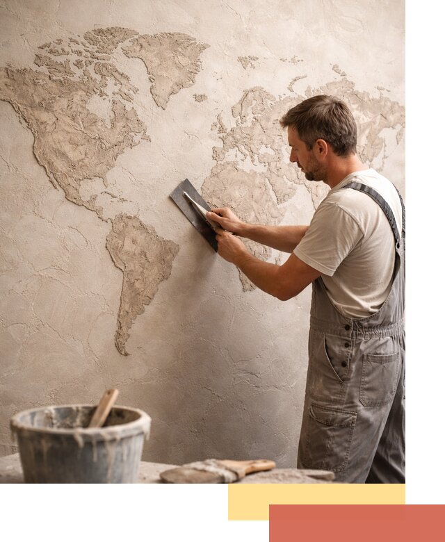 Декоративная штукатурка «Карта мира» под ключ в Смоленске
