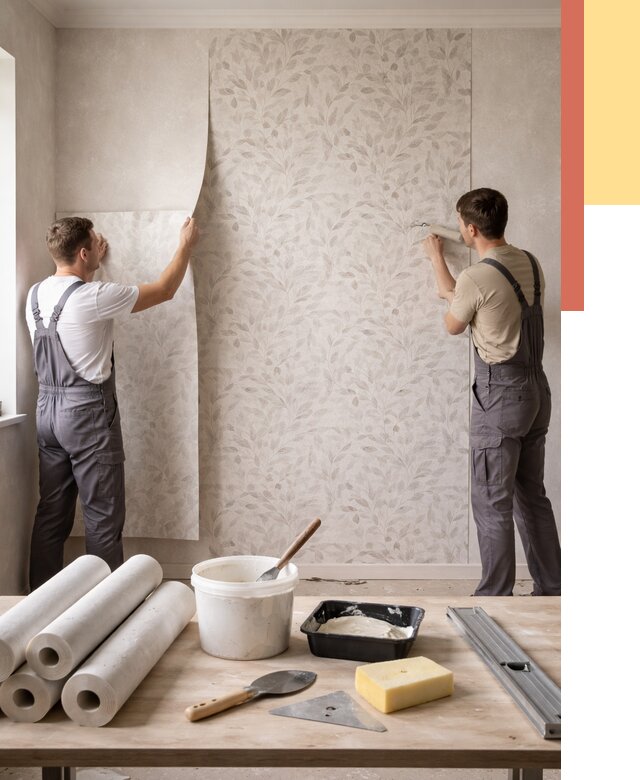 Поклейка обоев с подбором рисунка в Смоленске от 3589 руб. | ОТДЕЛОЧНИК-Смл - быстро и недорого