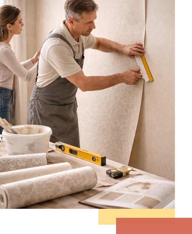 Поклейка обоев с подбором рисунка в Смоленске