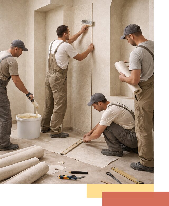 Поклейка обоев на сложные стены и неровные поверхности в Смоленске