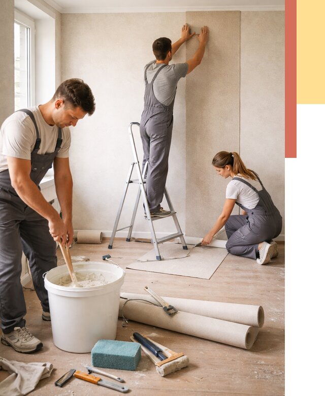 Оклейка стен обоями в Смоленске от 3589 руб/м2 — быстро и недорого | ОТДЕЛОЧНИК-Смл