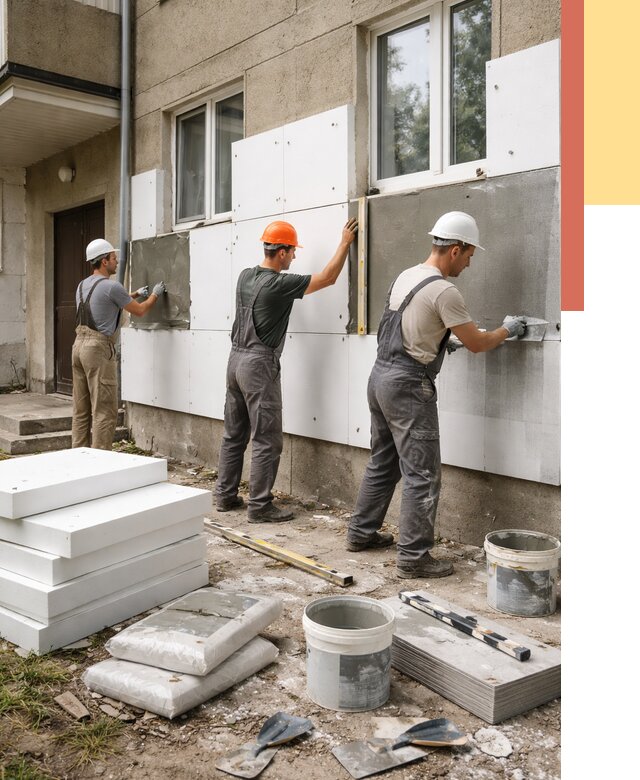 Утепление стен пенопластом в Смоленске от 1795 руб. — недорого и под ключ | ОТДЕЛОЧНИК-Смл