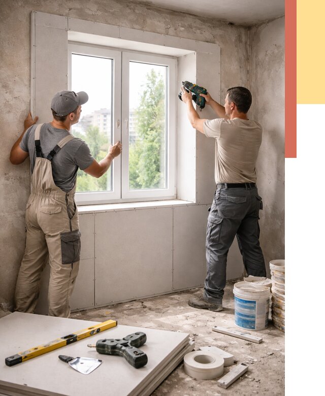 Монтаж откосов из гипсокартона в Смоленске от 4615 руб. под ключ | ОТДЕЛОЧНИК-Смл