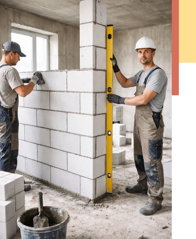 Кладка перегородок из пеноблока в Смоленске от 1846 руб. под ключ | ОТДЕЛОЧНИК-Смл