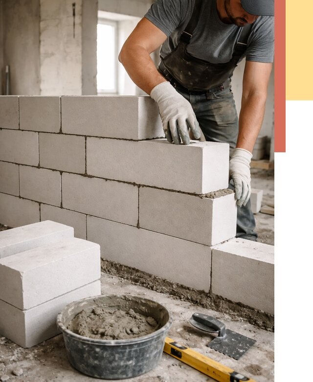 Кладка перегородок из силикатного блока в Смоленске от 4102 руб. под ключ | ОТДЕЛОЧНИК-Смл