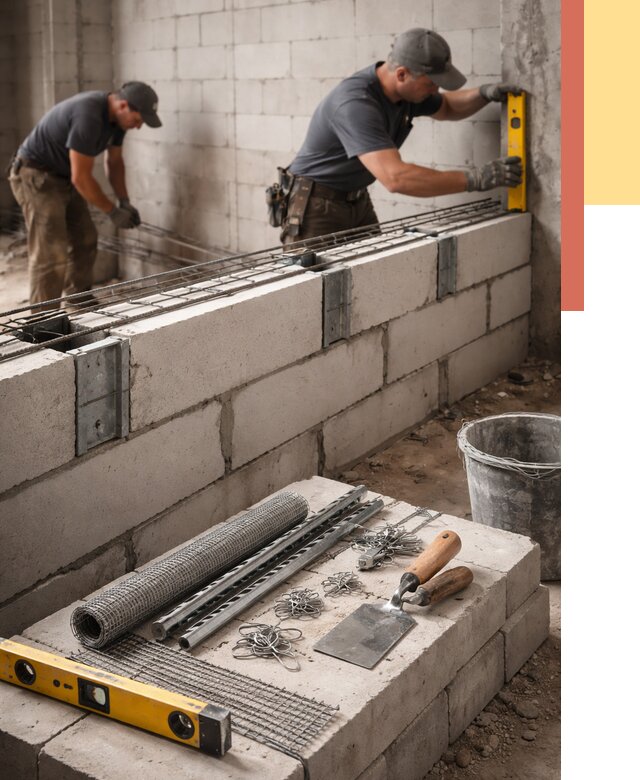 Армирование кладки перегородок в Смоленске от 769 руб. под ключ | ОТДЕЛОЧНИК-Смл