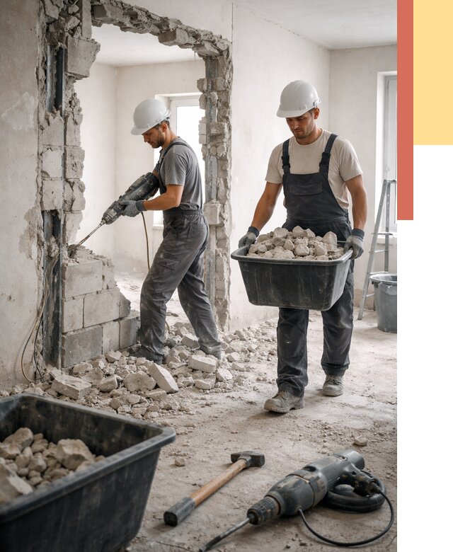 Демонтаж блоковых перегородок в Смоленске от 3846 руб. — быстро и недорого | ОТДЕЛОЧНИК-Смл