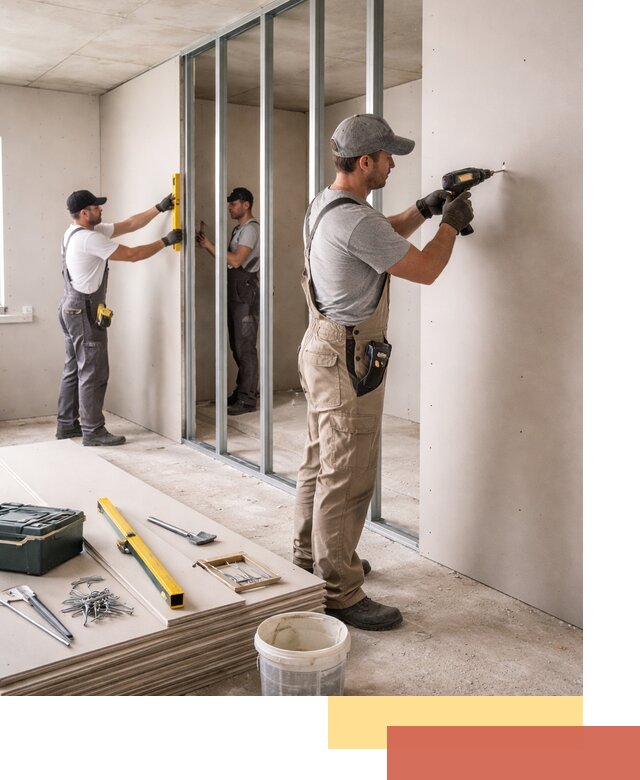 Однослойная перегородка из гипсокартона в Смоленске под ключ, монтаж и отделка