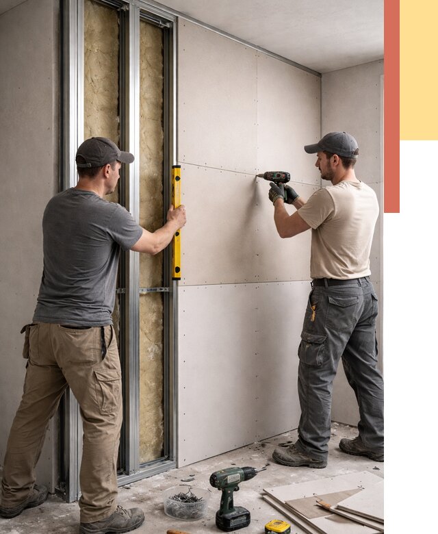 Монтаж двухслойной перегородки из гипсокартона в Смоленске от 1487 руб. | ОТДЕЛОЧНИК-Смл