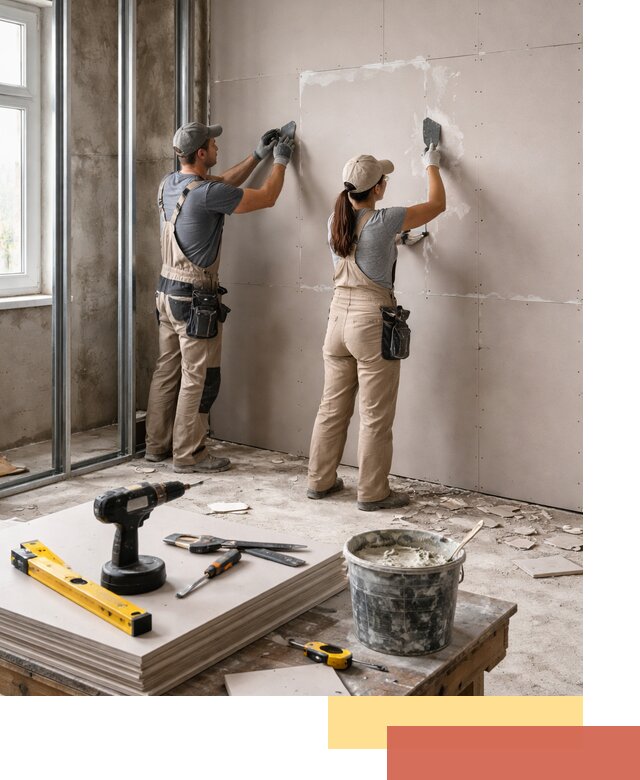 Монтаж двухслойной перегородки из гипсокартона в Смоленске