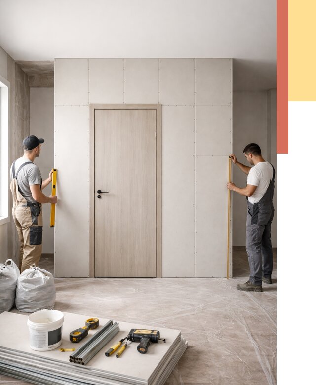 Перегородка из гипсокартона с дверью в Смоленске от 4615 руб. под ключ | ОТДЕЛОЧНИК-Смл