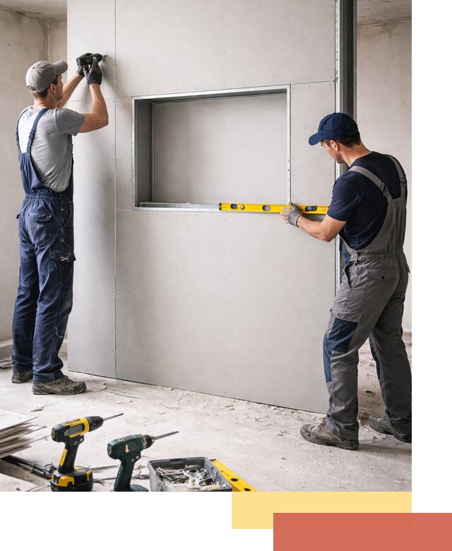 Перегородка из гипсокартона с нишей под декор в Смоленске