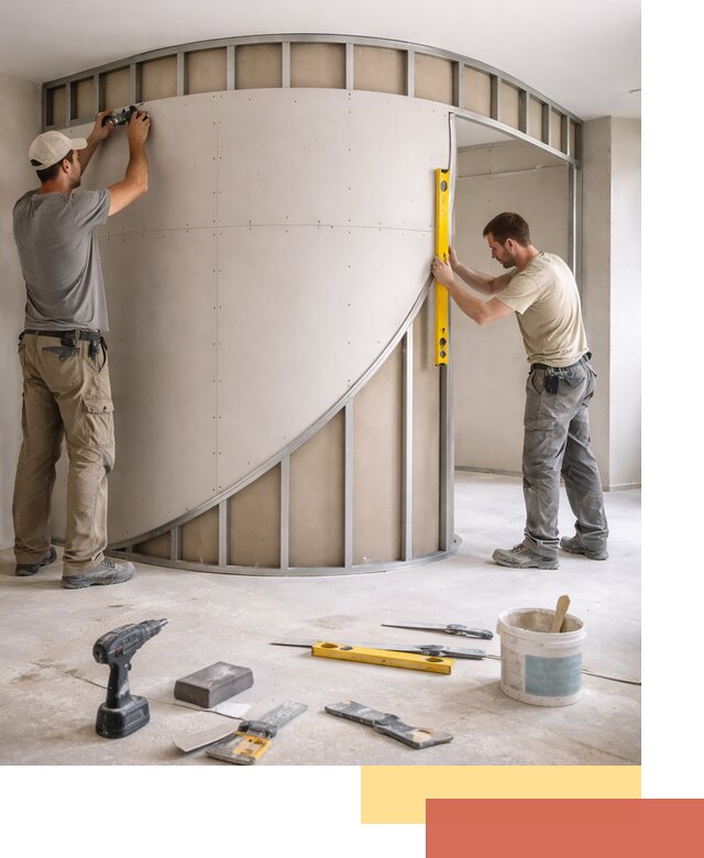 Радиусная перегородка из гипсокартона в Смоленске под ключ