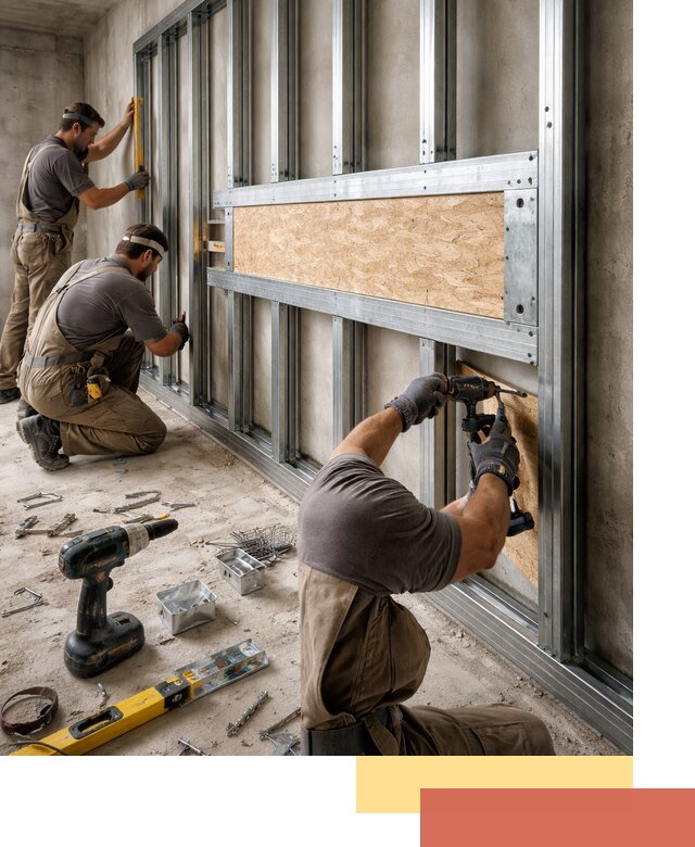 Усиленная перегородка для крепления тяжёлых конструкций в Смоленске