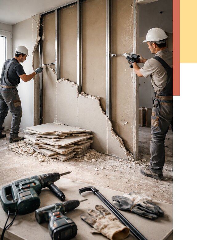 Демонтаж перегородки из гипсокартона в Смоленске от 1231 руб. быстро и недорого | ОТДЕЛОЧНИК-Смл