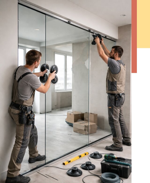 Монтаж стеклянных перегородок в Смоленске от 6666 руб. | ОТДЕЛОЧНИК-Смл