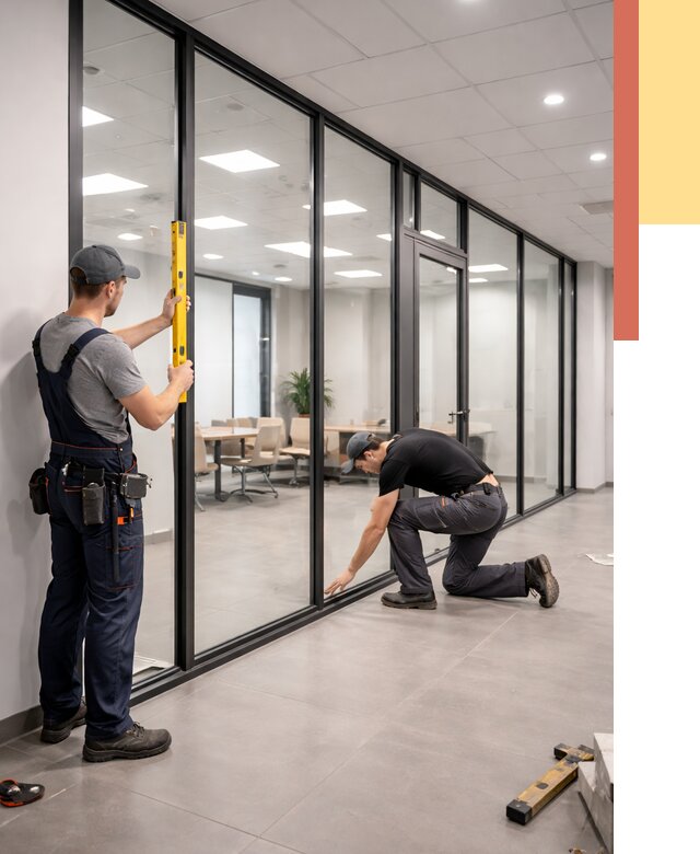 Каркасные стеклянные перегородки в Смоленске под ключ от 9435 руб. | ОТДЕЛОЧНИК-Смл