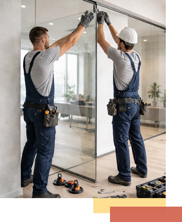 Безрамные стеклянные перегородки под ключ в Смоленске