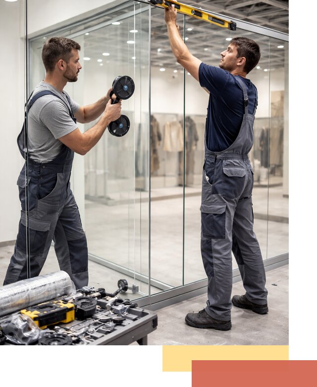 Стеклянные перегородки для магазинов в Смоленске — монтаж и установка