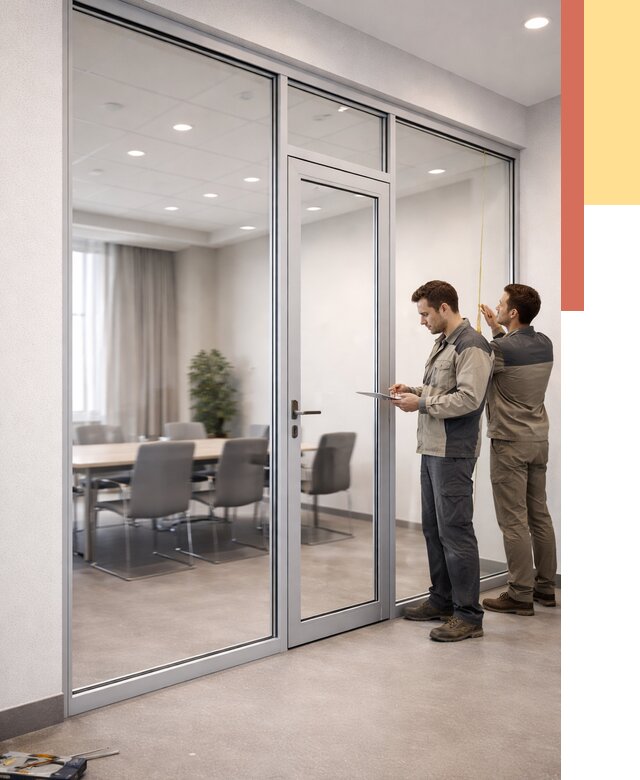 Установка и монтаж алюминиевых перегородок со стеклом в Смоленске от 8409 руб. | ОТДЕЛОЧНИК-Смл