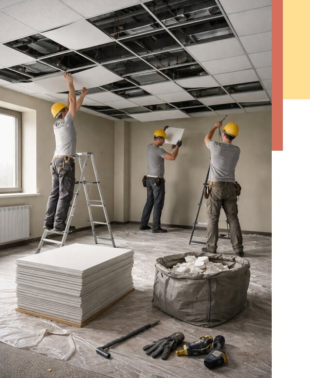 Демонтаж потолка Армстронг в Смоленске от 4615 руб. быстро и недорого | ОТДЕЛОЧНИК-Смл