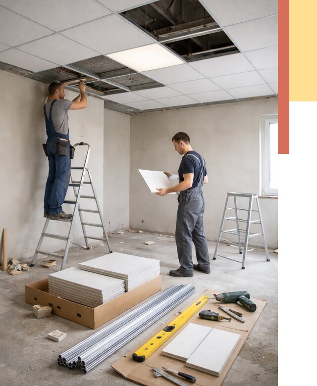 Монтаж потолка армстронг в Смоленске от 4615 руб/м2 — быстрая установка под ключ | ОТДЕЛОЧНИК-Смл