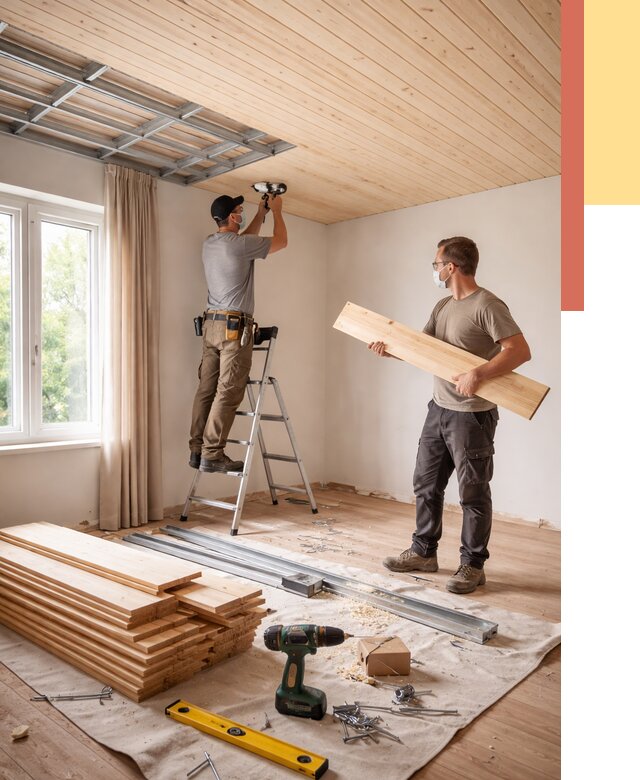 Монтаж потолка из вагонки в Смоленске от 6666 руб. | Быстро и недорого — ОТДЕЛОЧНИК-Смл