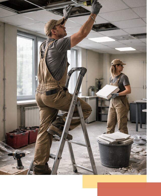 Ремонт потолка Армстронг и замена плит в Смоленске