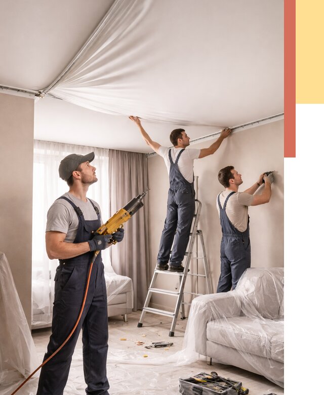 Установка натяжного потолка в Смоленске от 4615 руб. | Быстро и недорого — ОТДЕЛОЧНИК-Смл