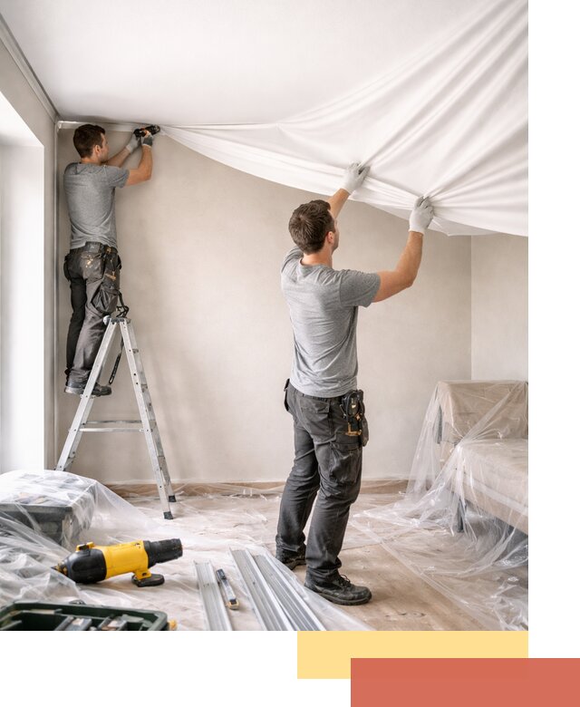 Монтаж тканевого натяжного потолка в Смоленске недорого и быстро