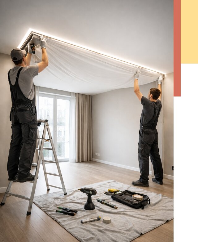 Монтаж парящего натяжного потолка в Смоленске от 4615 руб. быстро и недорого | ОТДЕЛОЧНИК-Смл