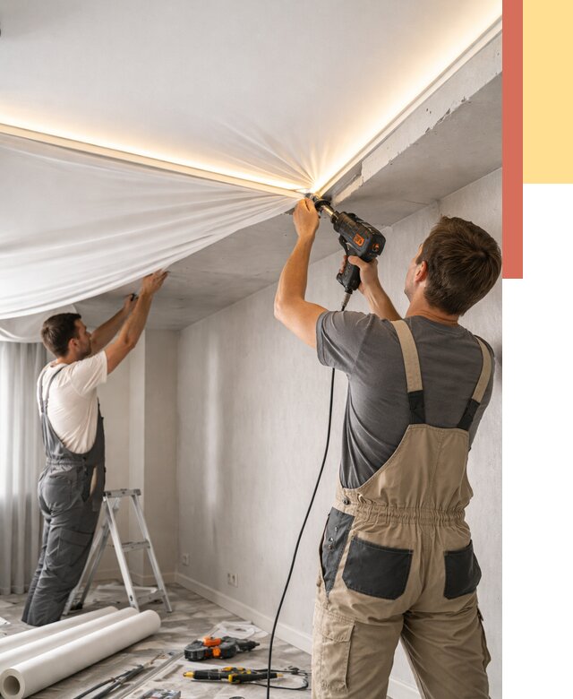 Монтаж натяжного потолка с подсветкой в Смоленске от 974 руб. | ОТДЕЛОЧНИК-Смл