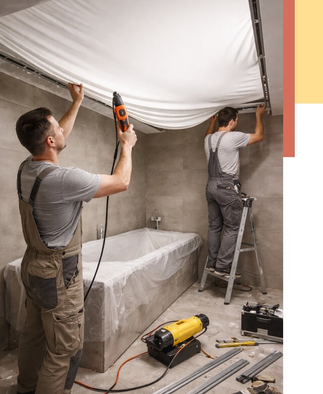 Монтаж натяжного потолка в ванной в Смоленске от 1231 руб. под ключ | ОТДЕЛОЧНИК-Смл