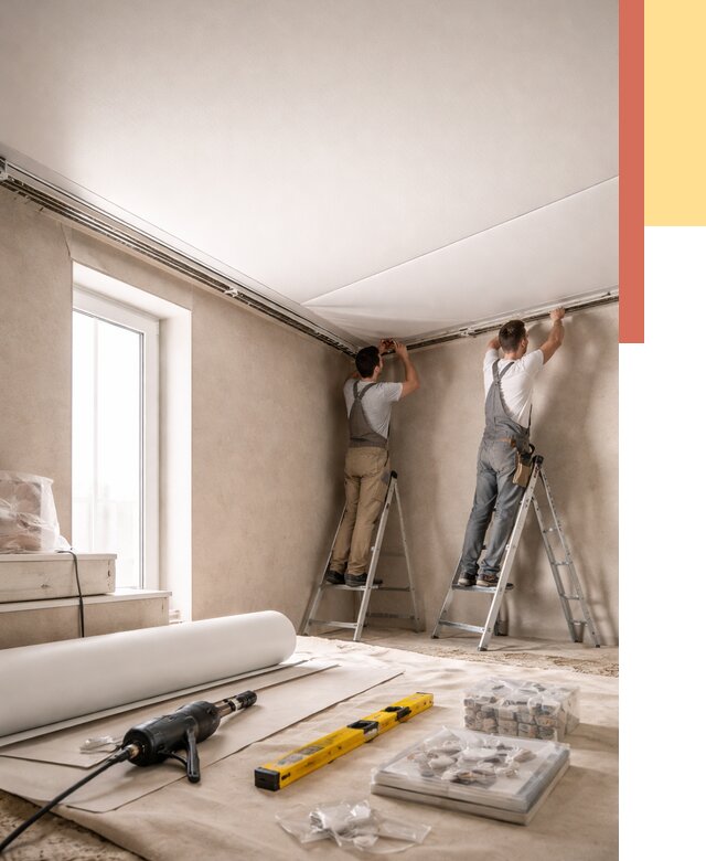 Монтаж натяжного потолка в спальне в Смоленске от 3897 руб. под ключ | ОТДЕЛОЧНИК-Смл