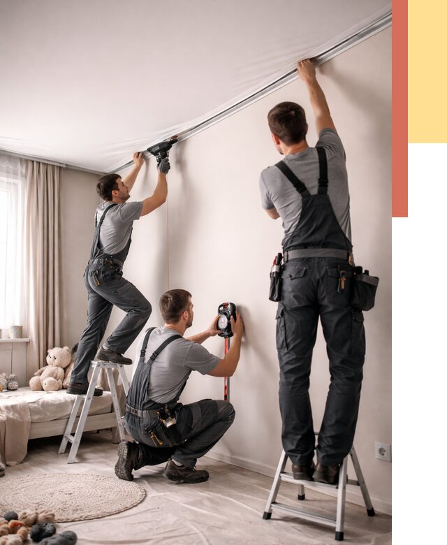 Монтаж натяжного потолка в детской в Смоленске от 3589 руб. — быстро и недорого | ОТДЕЛОЧНИК-Смл