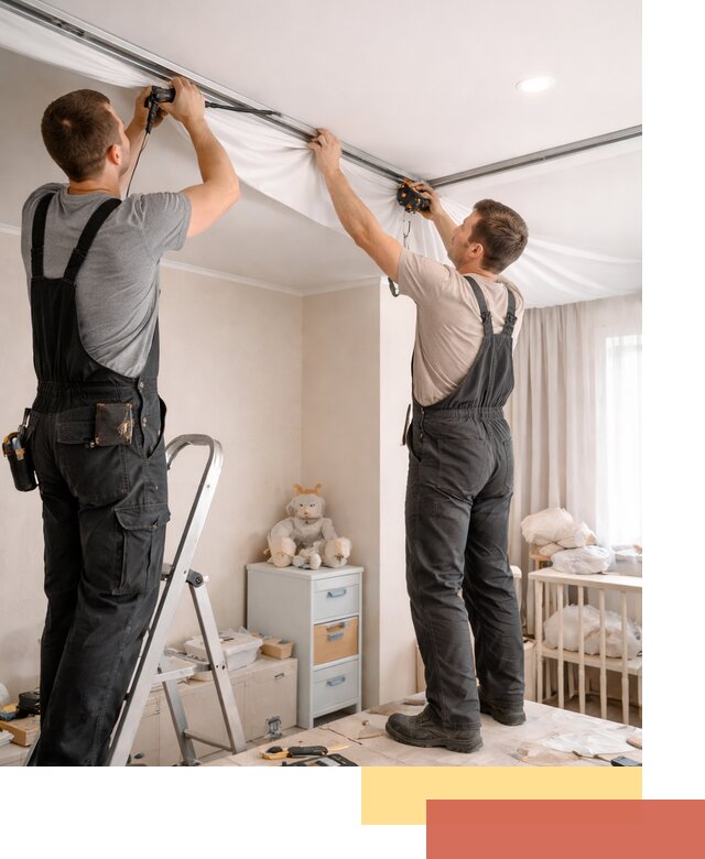 Монтаж натяжного потолка в детской комнате в Смоленске