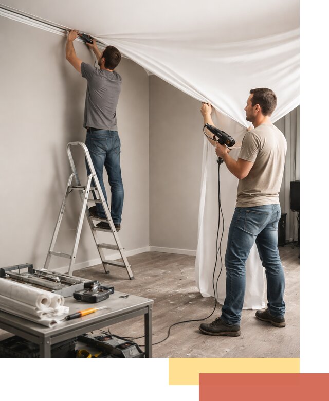 Монтаж натяжного потолка в студии в Смоленске