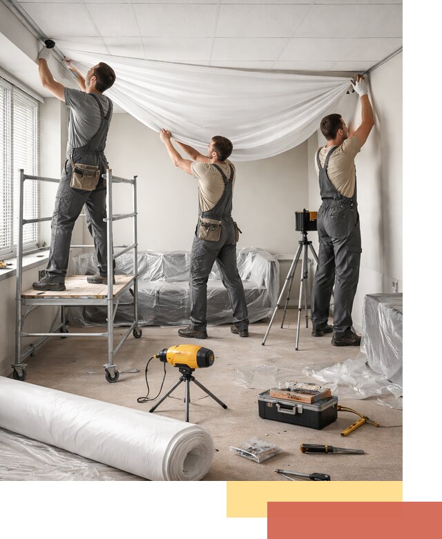 Монтаж натяжного потолка в офисе в Смоленске