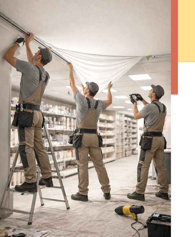Монтаж натяжного потолка в магазине в Смоленске от 4615 руб. быстро и недорого | ОТДЕЛОЧНИК-Смл
