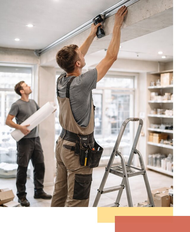 Монтаж натяжных потолков в магазине в Смоленске