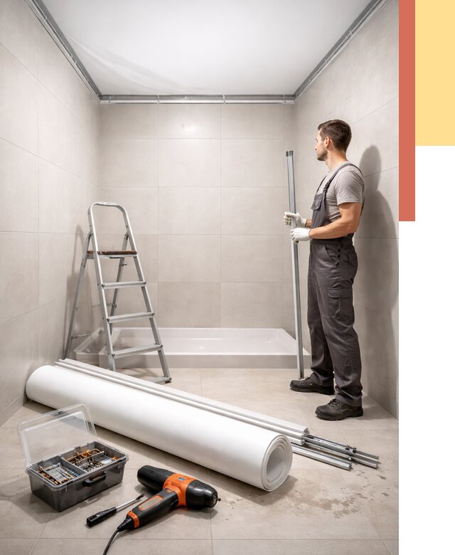 Монтаж натяжного потолка в санузле в Смоленске от 1897 руб. — ОТДЕЛОЧНИК-Смл