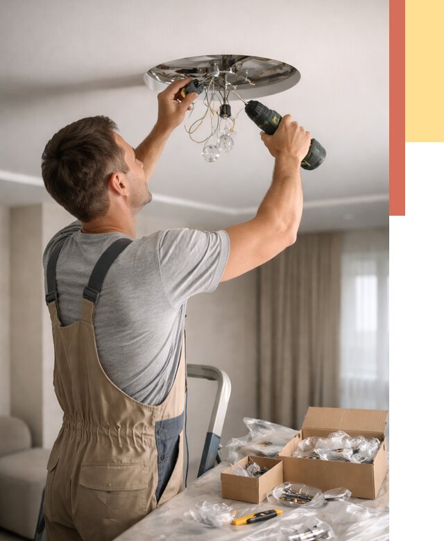 Установка люстры в натяжной потолок в Смоленске от 1231 руб. | Быстро и недорого — ОТДЕЛОЧНИК-Смл