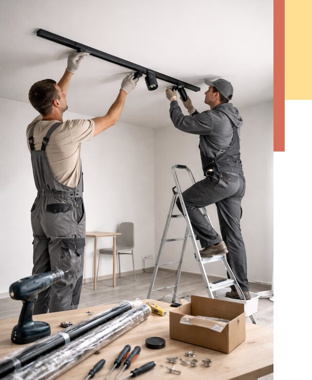 Установка трековых светильников в натяжной потолок в Смоленске от 4307 руб. | ОТДЕЛОЧНИК-Смл