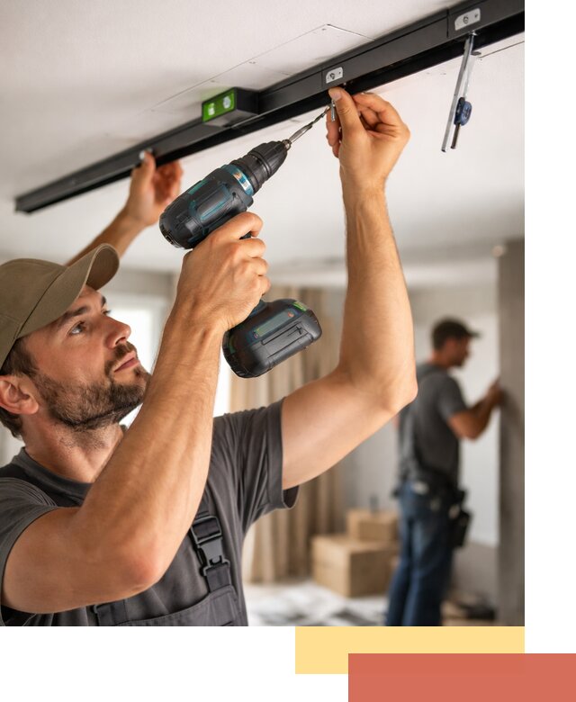 Установка трековых светильников в натяжной потолок в Смоленске