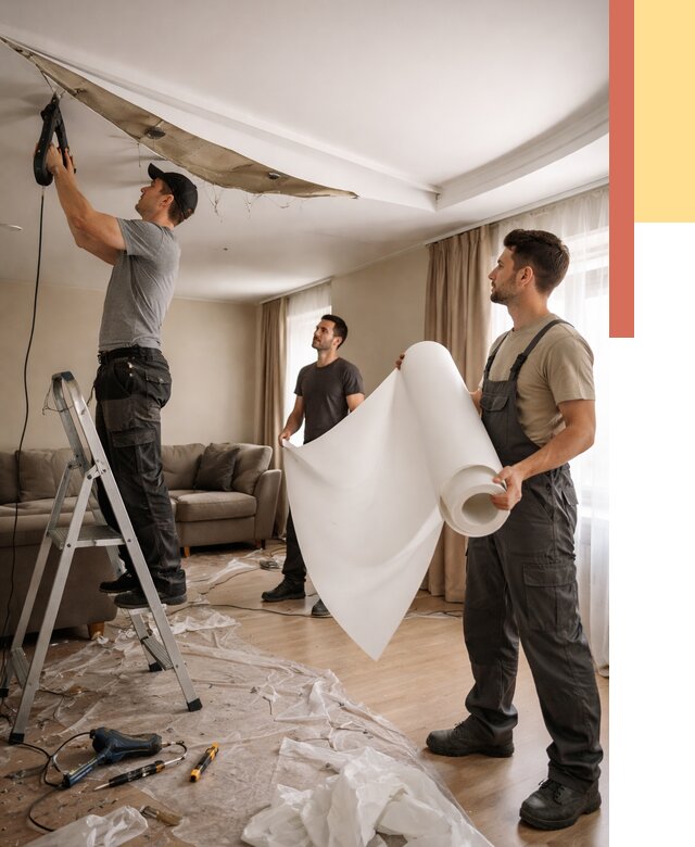 Замена полотна натяжного потолка в Смоленске от 9742 руб. быстро и недорого | ОТДЕЛОЧНИК-Смл