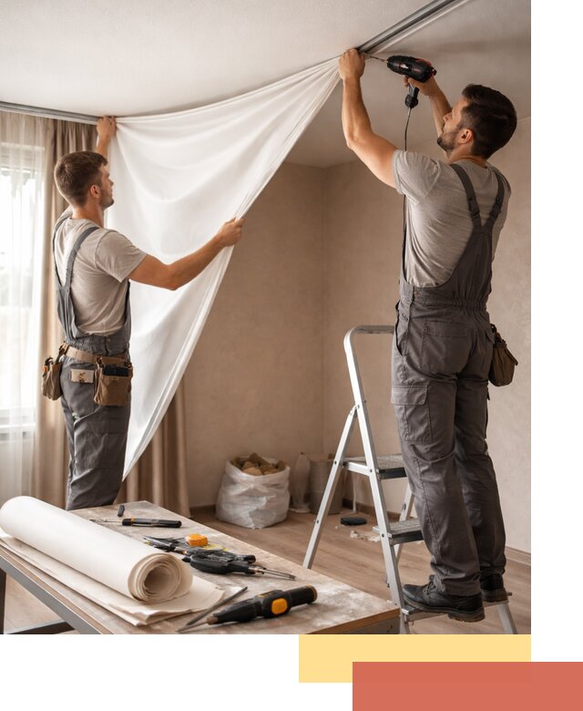 Замена полотна натяжного потолка в Смоленске быстро и качественно